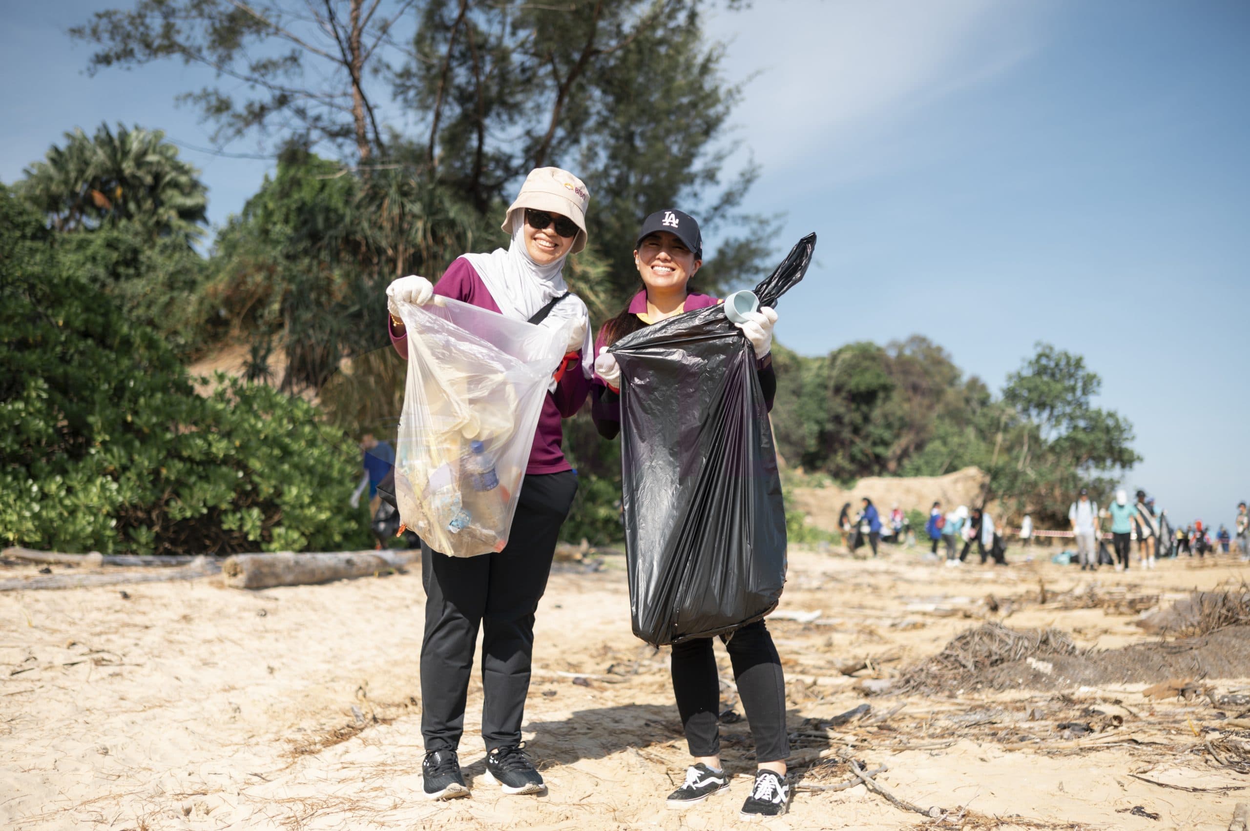 Volunteers collecting waste